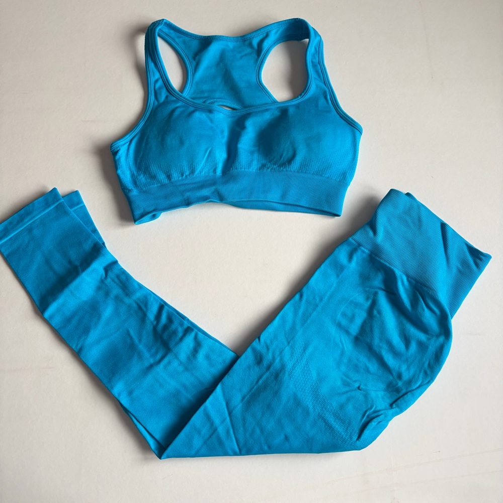 Bright Blue Sports Bra and Leggings Activewear Performance Set